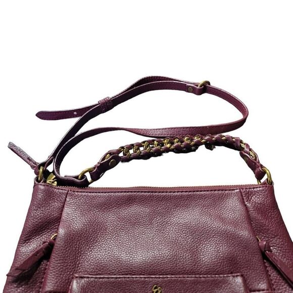 ELLIOT LUCCA Gwen Flat Crossbody Cabernet Hand Bag Leather Pocket Book - Picture 2 of 7